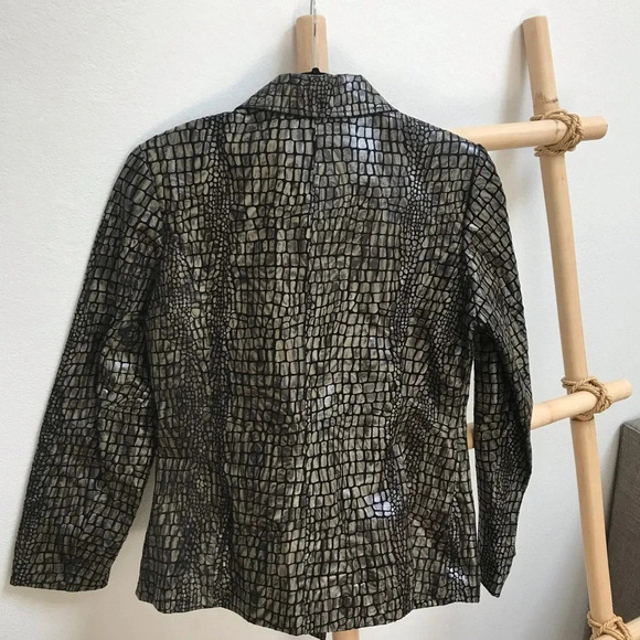 Vtg B Lucid Animal Print Leather Jacket Sz M - Picture 4 of 6